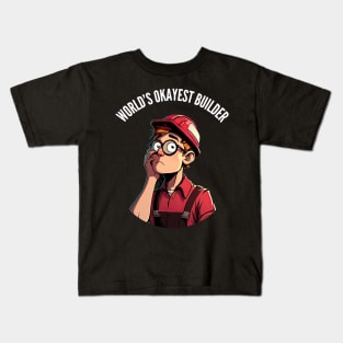 World's Okayest Builder v2 (round) Kids T-Shirt